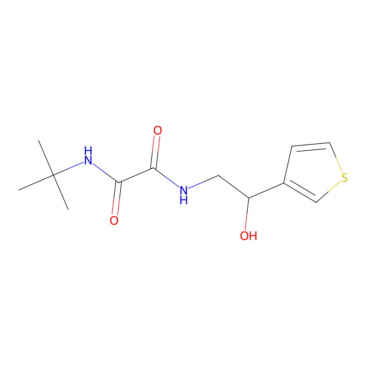N1-(tert-butyl)-N2-(2-hydroxy-2-(thiophen-3-yl)ethyl)oxalamide molecular structure, CAS 1251683-11-0