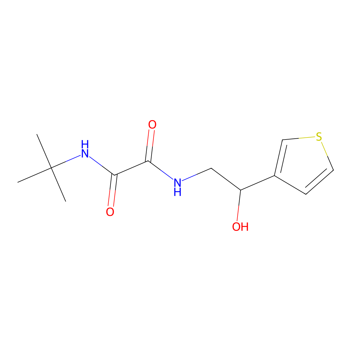 N1-(tert-butyl)-N2-(2-hydroxy-2-(thiophen-3-yl)ethyl)oxalamide molecular structure, CAS 1251683-11-0