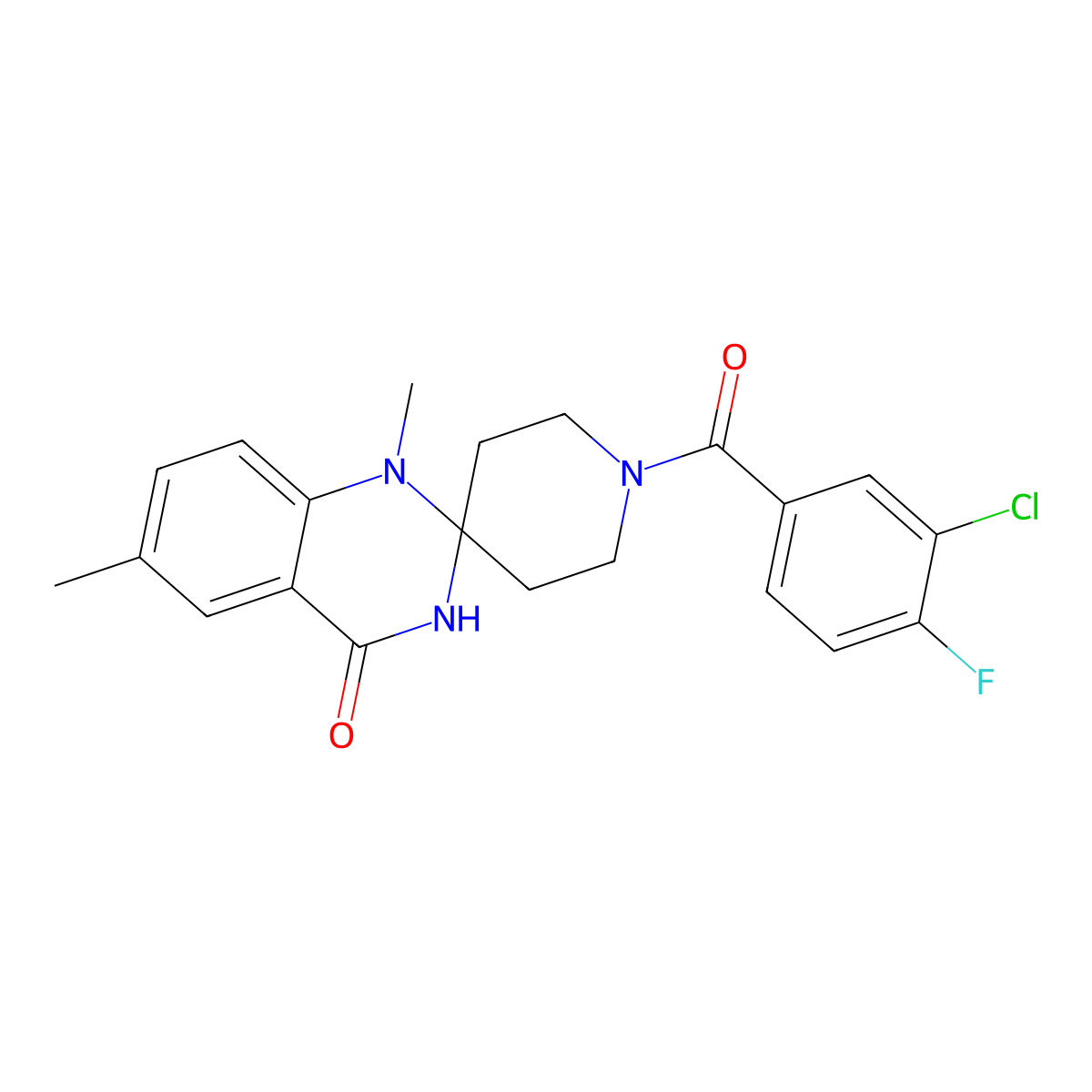 1-(3-chloro-4-fluorobenzoyl)-1',6'-dimethyl-3',4'-dihydro-1'H-spiro[piperidine-4,2'-quinazoline]-4'-one molecular structure, CAS 1251683-12-1