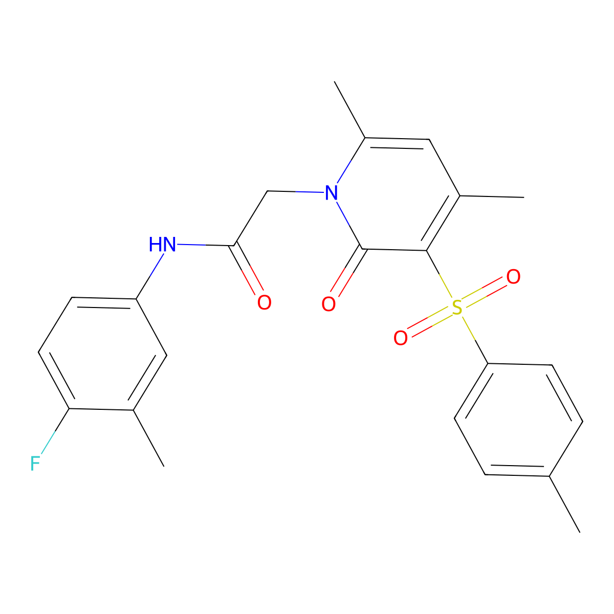 2-(4,6-dimethyl-2-oxo-3-tosylpyridin-1(2H)-yl)-N-(4-fluoro-3-methylphenyl)acetamide molecular structure, CAS 1251683-13-2