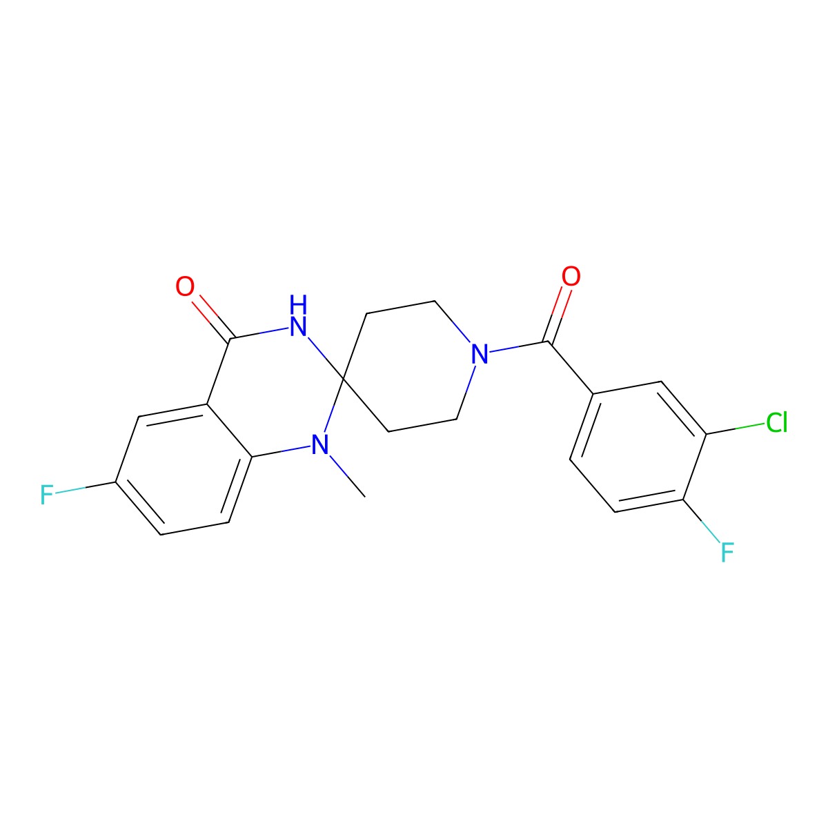 1-(3-chloro-4-fluorobenzoyl)-6'-fluoro-1'-methyl-1'H-spiro[piperidine-4,2'-quinazolin]-4'(3'H)-one molecular structure, CAS 1251683-17-6