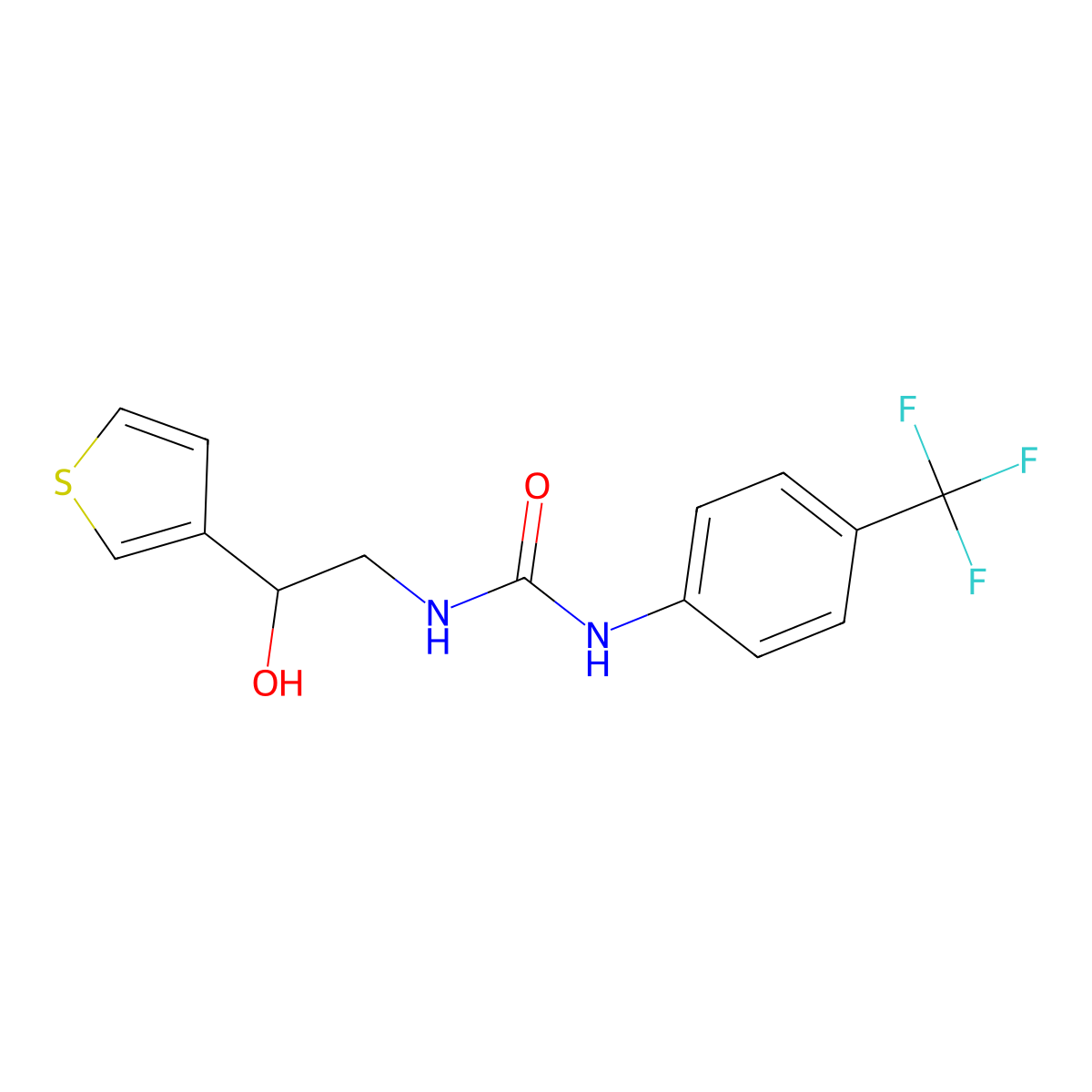 1-(2-Hydroxy-2-(thiophen-3-yl)ethyl)-3-(4-(trifluoromethyl)phenyl)urea molecular structure, CAS 1251683-21-2