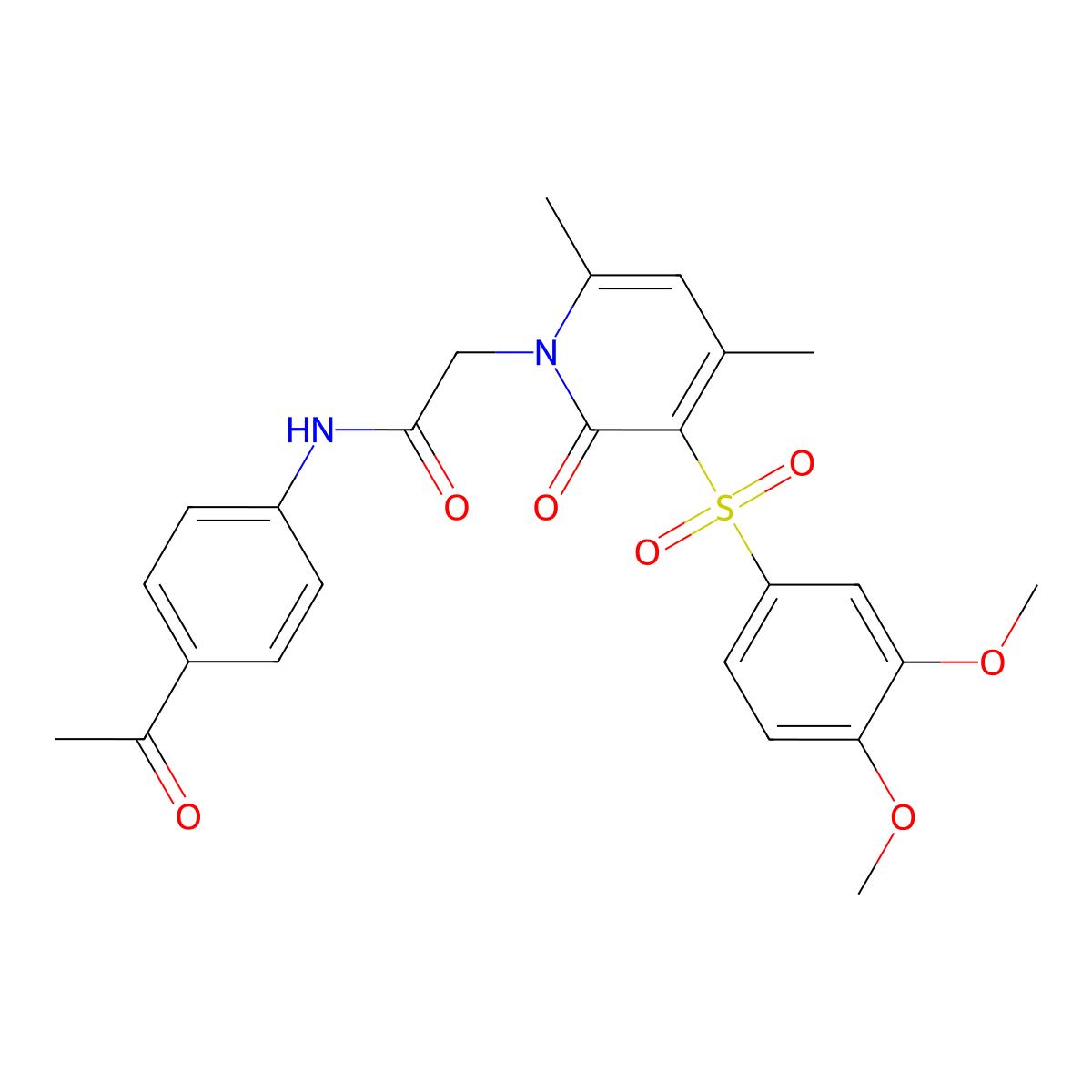 N-(4-acetylphenyl)-2-(3-((3,4-dimethoxyphenyl)sulfonyl)-4,6-dimethyl-2-oxopyridin-1(2H)-yl)acetamide molecular structure, CAS 1251683-26-7