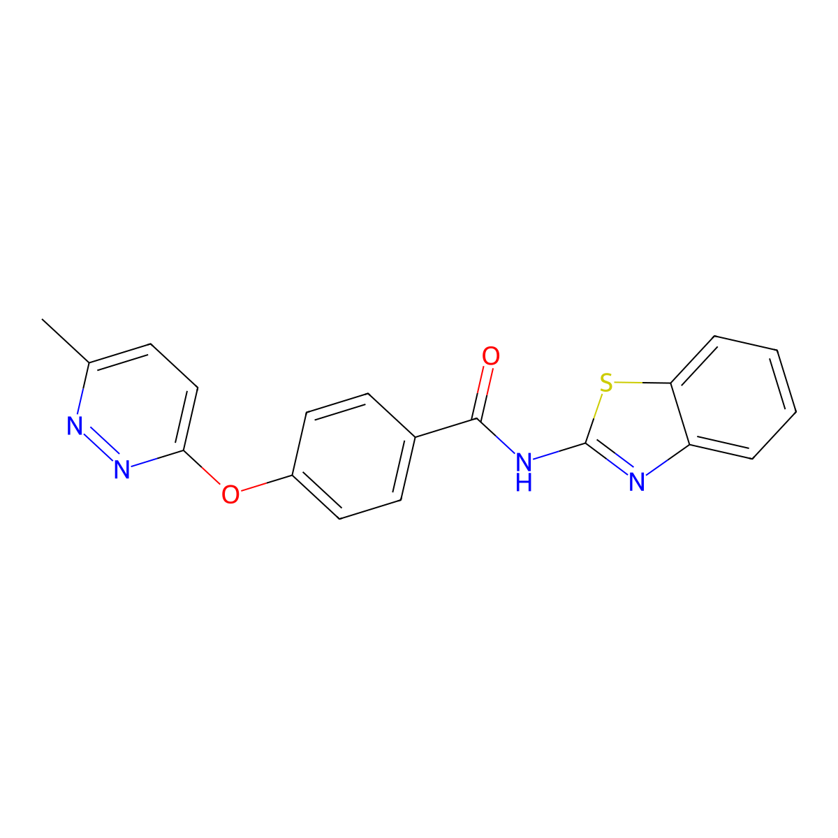 N-(1,3-benzothiazol-2-yl)-4-[(6-methylpyridazin-3-yl)oxy]benzamide molecular structure, CAS 1251683-27-8