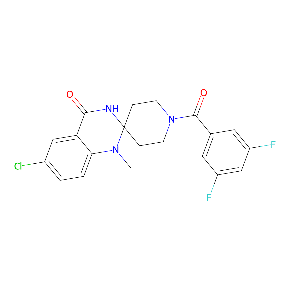 6'-chloro-1-(3,5-difluorobenzoyl)-1'-methyl-3',4'-dihydro-1'H-spiro[piperidine-4,2'-quinazoline]-4'-one molecular structure, CAS 1251683-28-9