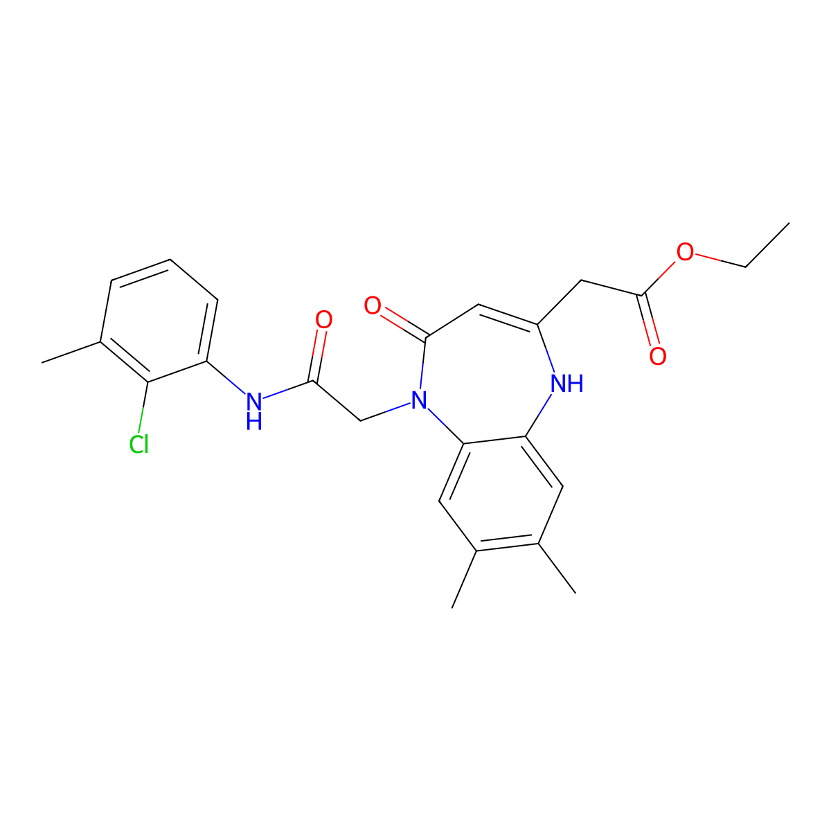 ethyl (5-{2-[(2-chloro-3-methylphenyl)amino]-2-oxoethyl}-7,8-dimethyl-4-oxo-4,5-dihydro-1H-1,5-benzodiazepin-2-yl)acetate molecular structure, CAS 1251683-39-2