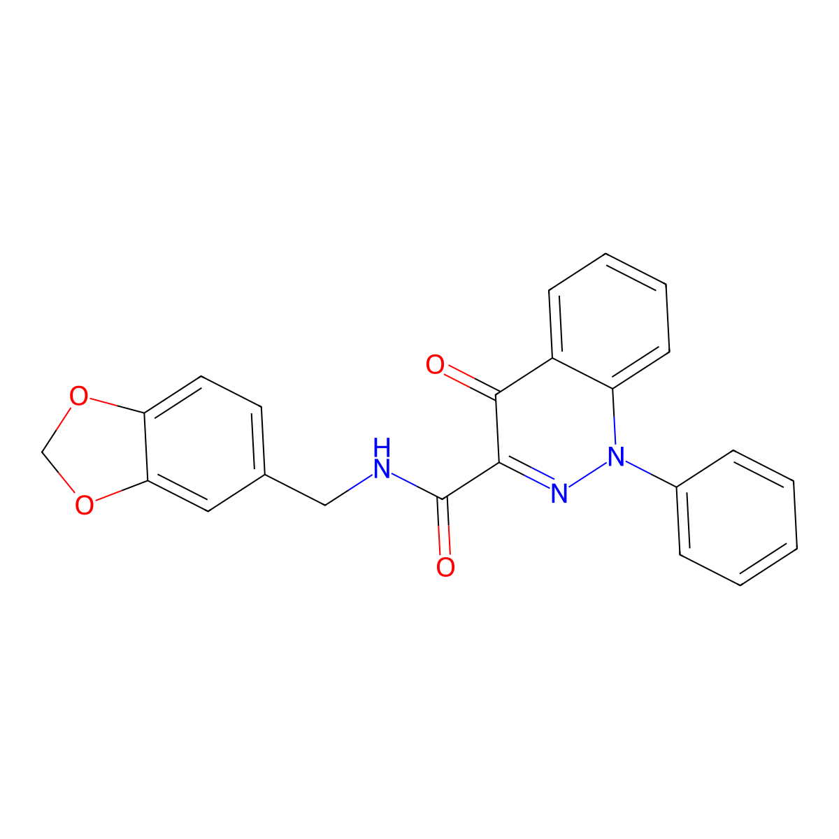 N~3~-(1,3-benzodioxol-5-ylmethyl)-4-oxo-1-phenyl-1,4-dihydro-3-cinnolinecarboxamide molecular structure, CAS 1251683-40-5