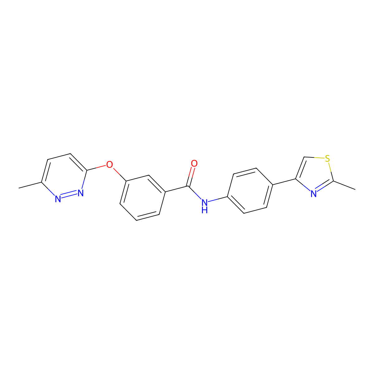 3-((6-methylpyridazin-3-yl)oxy)-N-(4-(2-methylthiazol-4-yl)phenyl)benzamide molecular structure, CAS 1251683-43-8