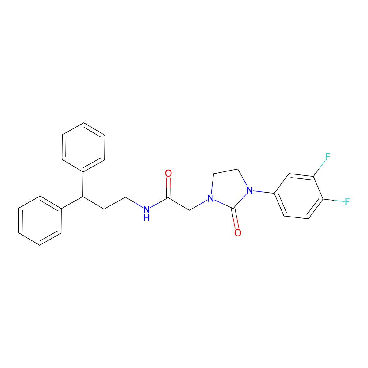 2-[3-(3,4-difluorophenyl)-2-oxoimidazolidin-1-yl]-N-(3,3-diphenylpropyl)acetamide molecular structure, CAS 1251683-49-4