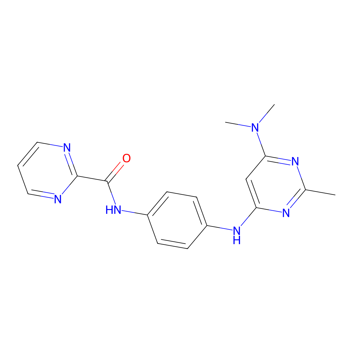 N-(4-{[6-(dimethylamino)-2-methylpyrimidin-4-yl]amino}phenyl)pyrimidine-2-carboxamide molecular structure, CAS 1251683-51-8
