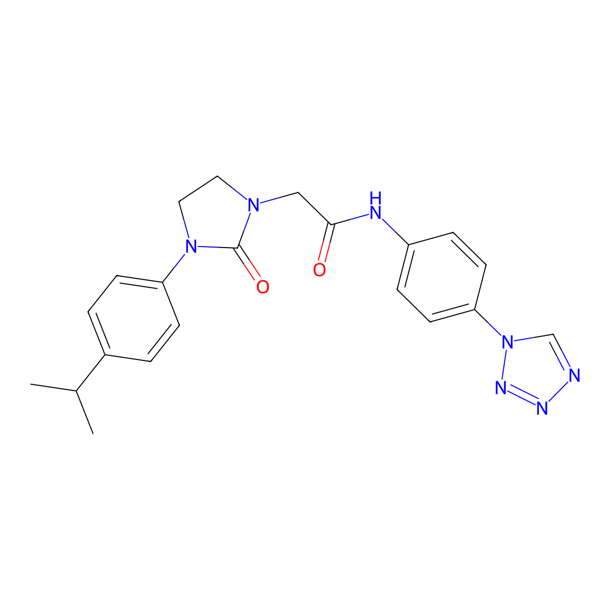 N-(4-(1H-tetrazol-1-yl)phenyl)-2-(3-(4-isopropylphenyl)-2-oxoimidazolidin-1-yl)acetamide molecular structure, CAS 1251683-57-4