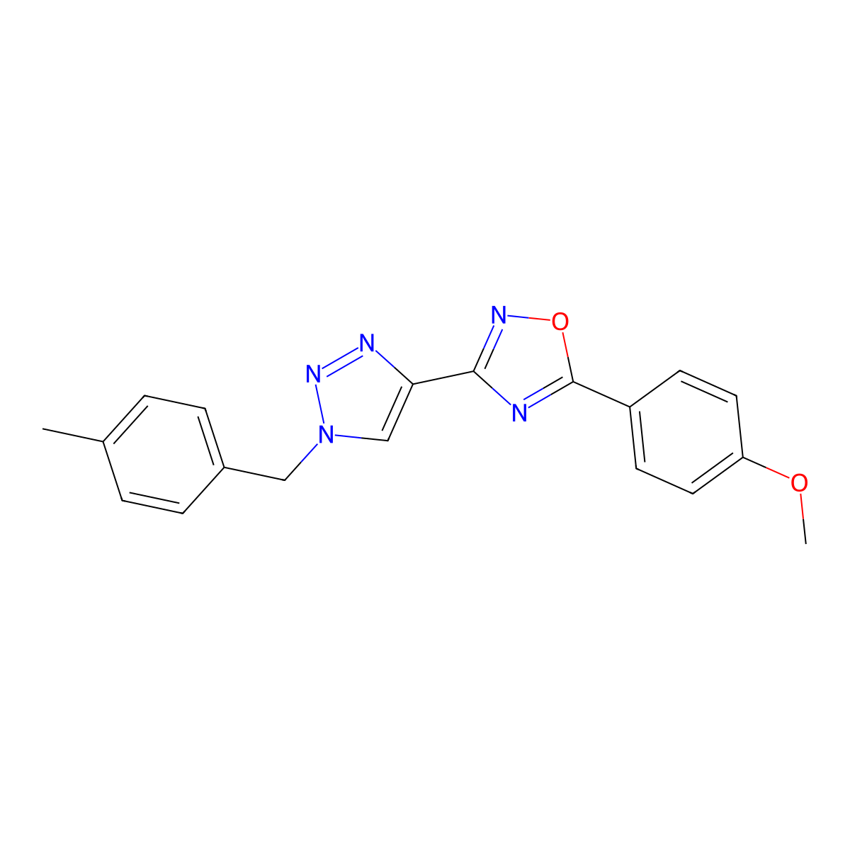 5-(4-methoxyphenyl)-3-(1-(4-methylbenzyl)-1H-1,2,3-triazol-4-yl)-1,2,4-oxadiazole molecular structure, CAS 1251683-59-6