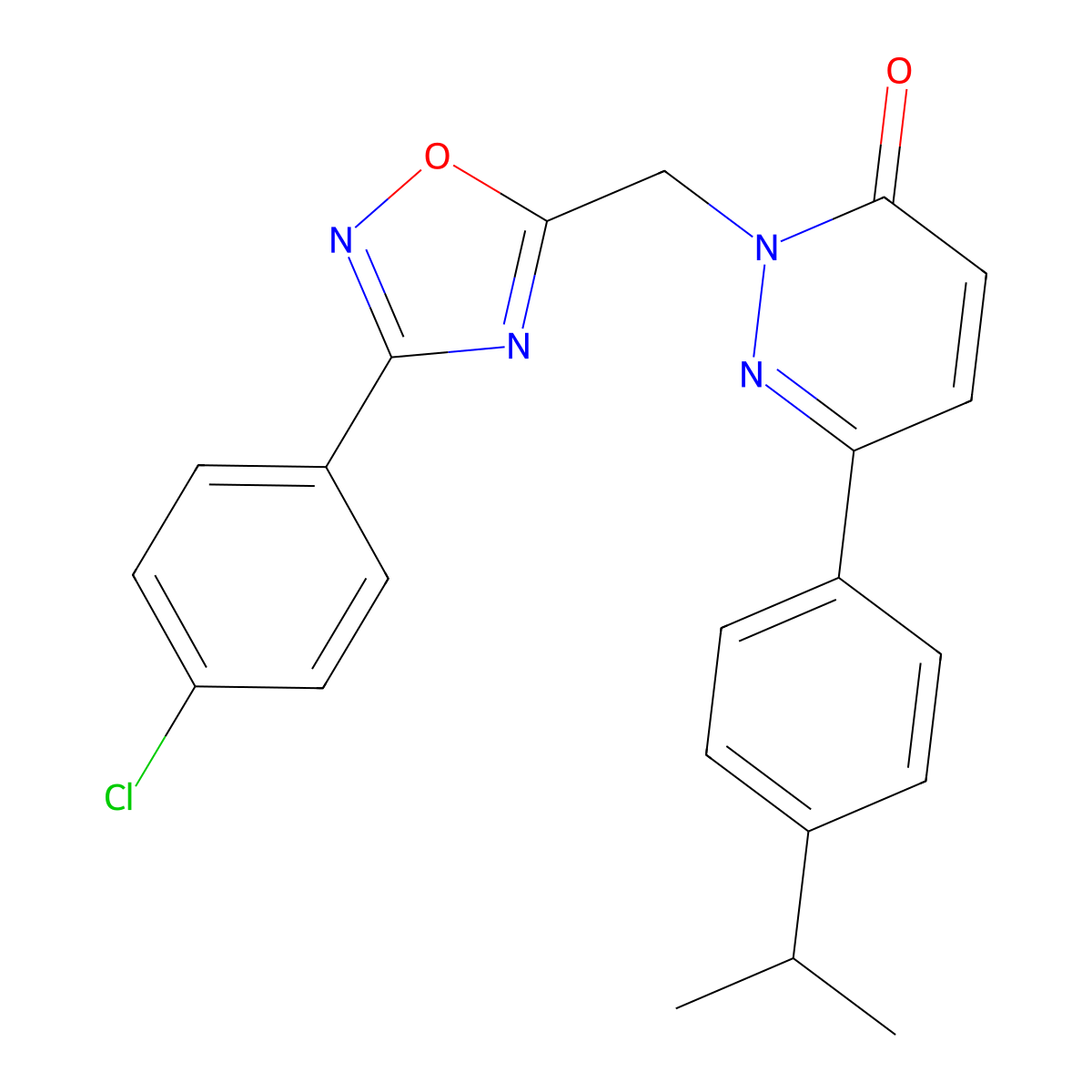 2-((3-(4-chlorophenyl)-1,2,4-oxadiazol-5-yl)methyl)-6-(4-isopropylphenyl)pyridazin-3(2H)-one molecular structure, CAS 1251683-60-9