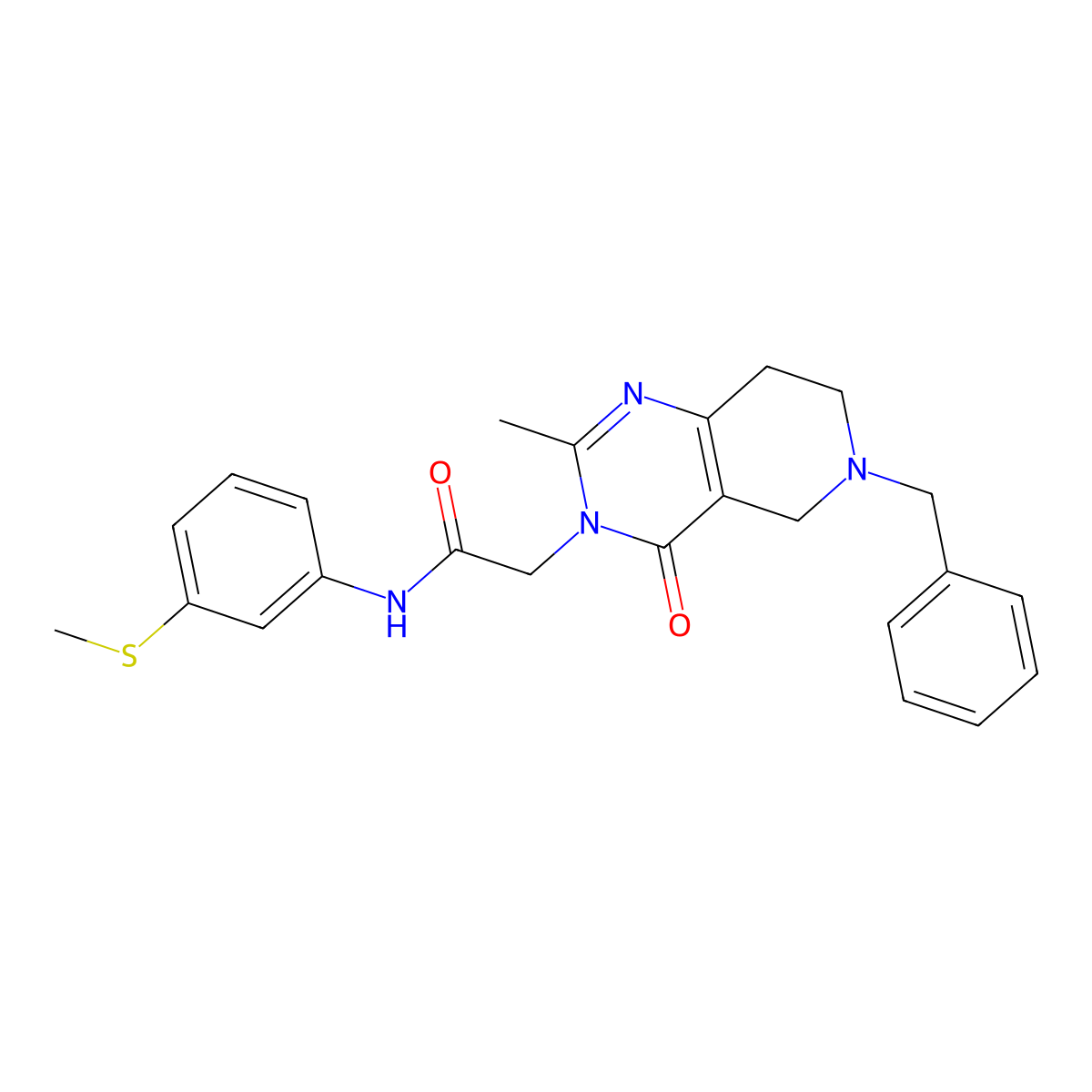 2-(6-benzyl-2-methyl-4-oxo-5,6,7,8-tetrahydropyrido[4,3-d]pyrimidin-3(4H)-yl)-N-(3-(methylthio)phenyl)acetamide molecular structure, CAS 1251683-61-0