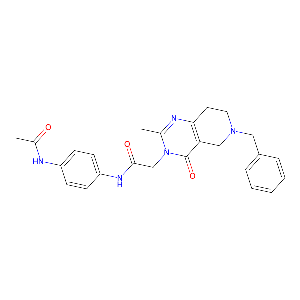 N-(4-acetamidophenyl)-2-(6-benzyl-2-methyl-4-oxo-5,6,7,8-tetrahydropyrido[4,3-d]pyrimidin-3(4H)-yl)acetamide molecular structure, CAS 1251683-67-6