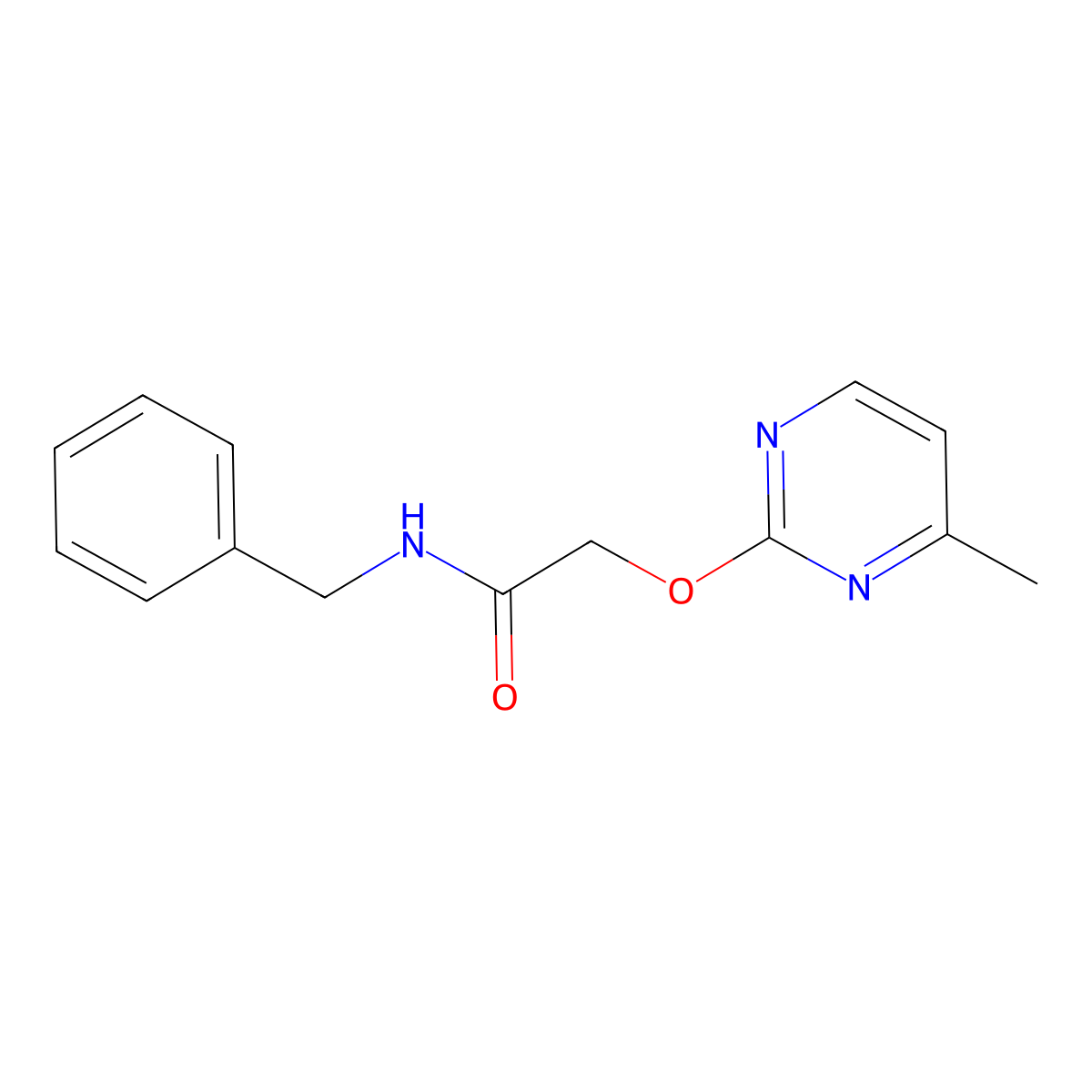 N-benzyl-2-((4-methylpyrimidin-2-yl)oxy)acetamide molecular structure, CAS 1251683-69-8