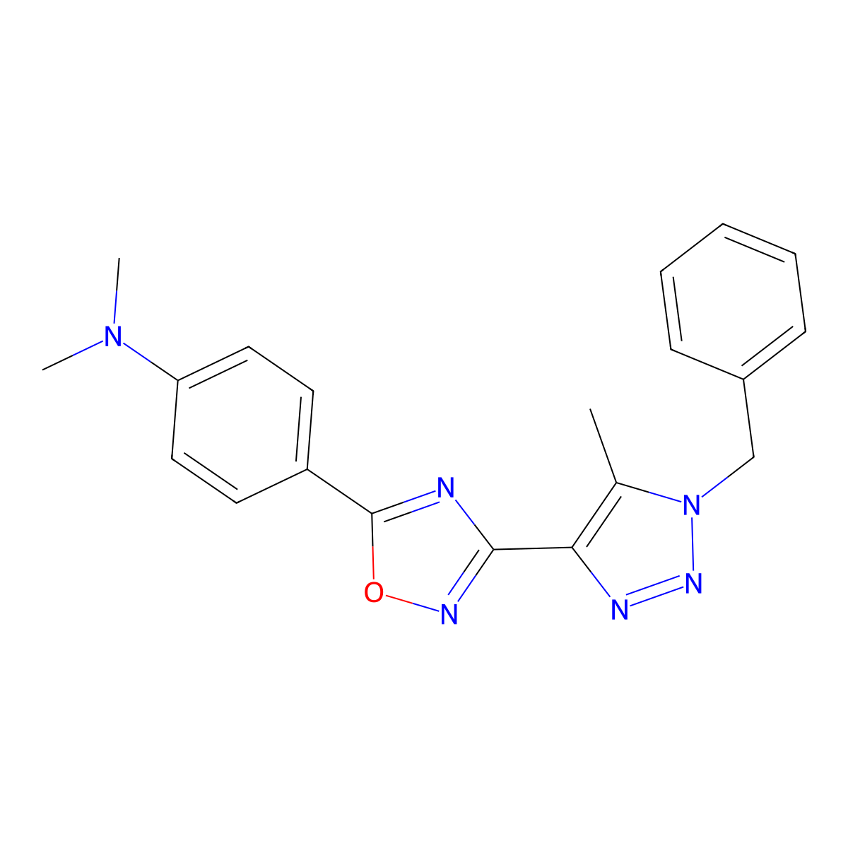 4-[3-(1-benzyl-5-methyl-1H-1,2,3-triazol-4-yl)-1,2,4-oxadiazol-5-yl]-N,N-dimethylaniline molecular structure, CAS 1251683-70-1