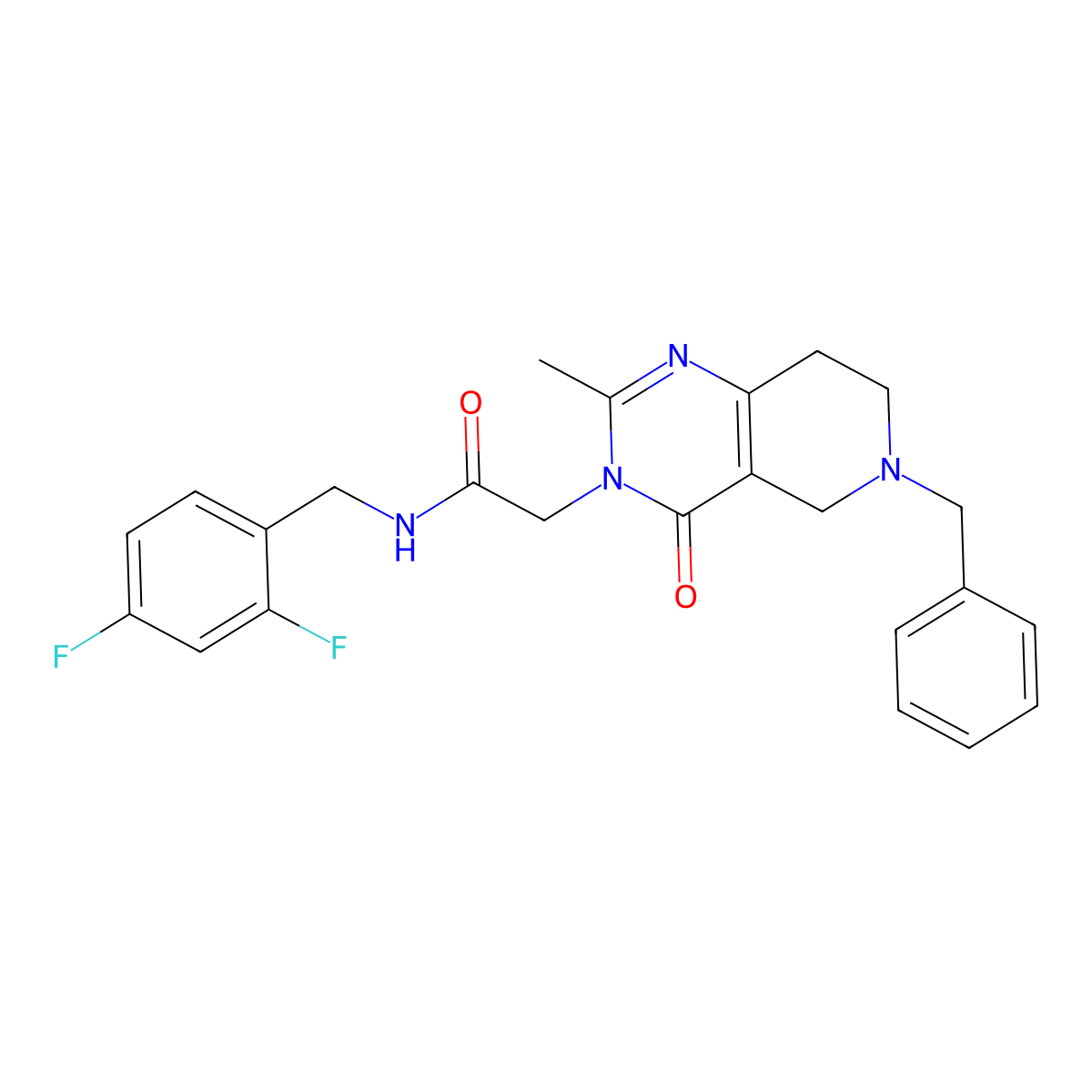 2-(6-benzyl-2-methyl-4-oxo-5,6,7,8-tetrahydropyrido[4,3-d]pyrimidin-3(4H)-yl)-N-(2,4-difluorobenzyl)acetamide molecular structure, CAS 1251683-72-3