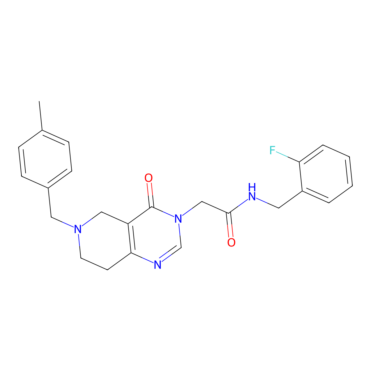 N-[(2-fluorophenyl)methyl]-2-{6-[(4-methylphenyl)methyl]-4-oxo-3H,4H,5H,6H,7H,8H-pyrido[4,3-d]pyrimidin-3-yl}acetamide molecular structure, CAS 1251683-78-9