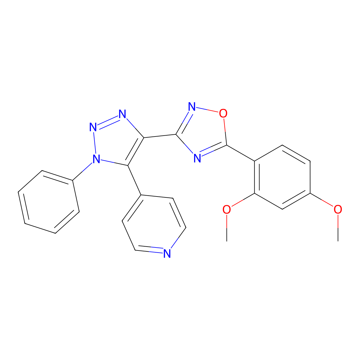 4-{4-[5-(2,4-dimethoxyphenyl)-1,2,4-oxadiazol-3-yl]-1-phenyl-1H-1,2,3-triazol-5-yl}pyridine molecular structure, CAS 1251683-81-4