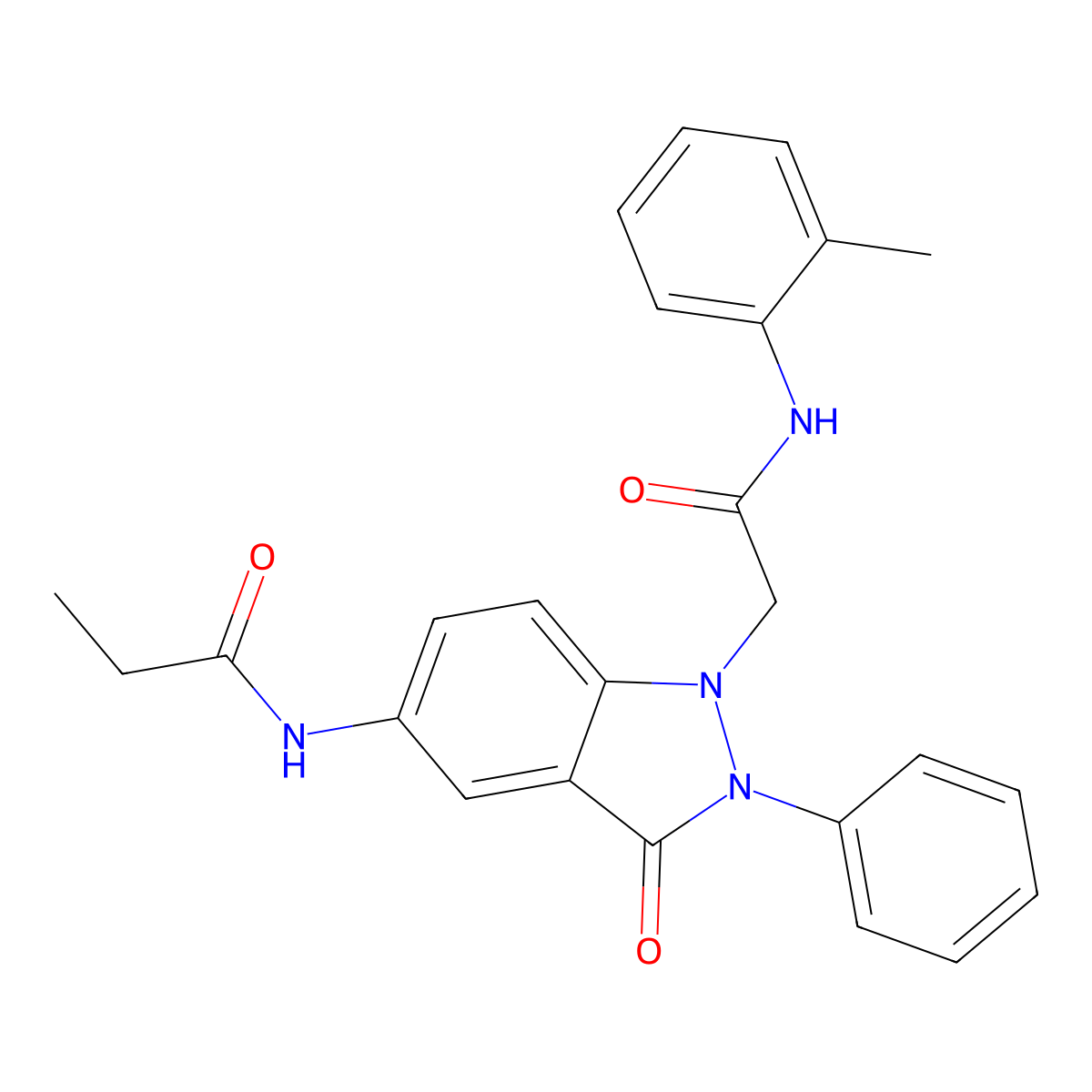 N-(3-oxo-1-(2-oxo-2-(o-tolylamino)ethyl)-2-phenyl-2,3-dihydro-1H-indazol-5-yl)propionamide molecular structure, CAS 1251683-86-9