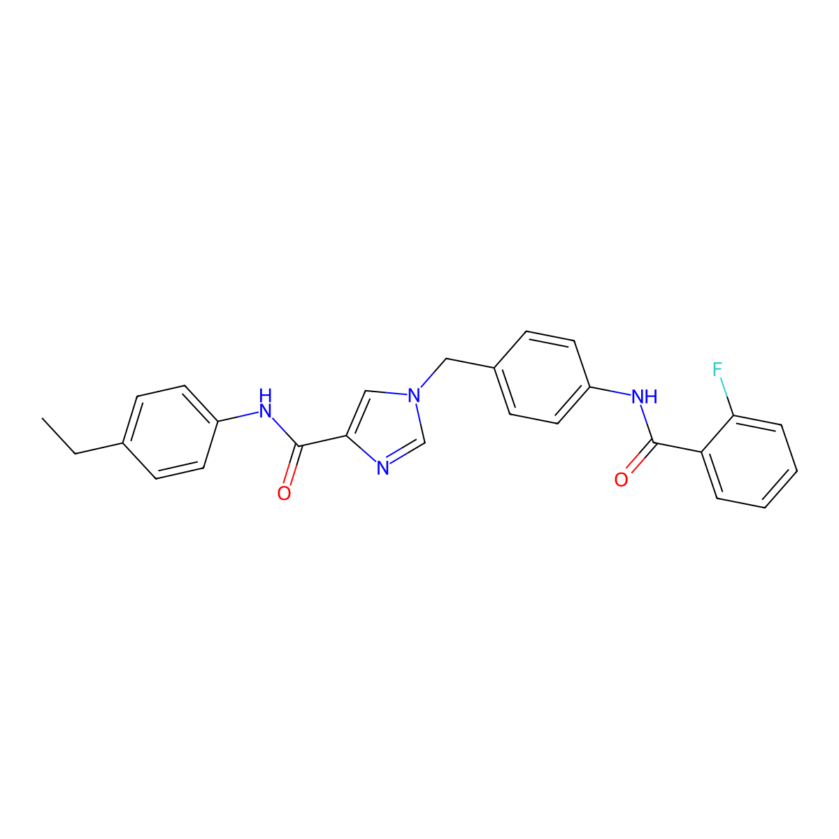 N-(4-ethylphenyl)-1-(4-(2-fluorobenzamido)benzyl)-1H-imidazole-4-carboxamide molecular structure, CAS 1251683-88-1