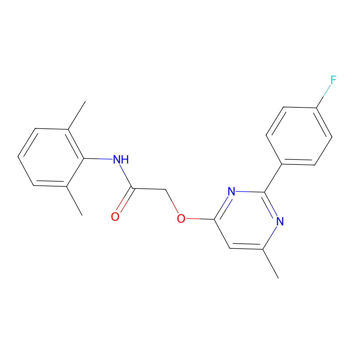N-(2,6-dimethylphenyl)-2-{[2-(4-fluorophenyl)-6-methylpyrimidin-4-yl]oxy}acetamide molecular structure, CAS 1251683-92-7