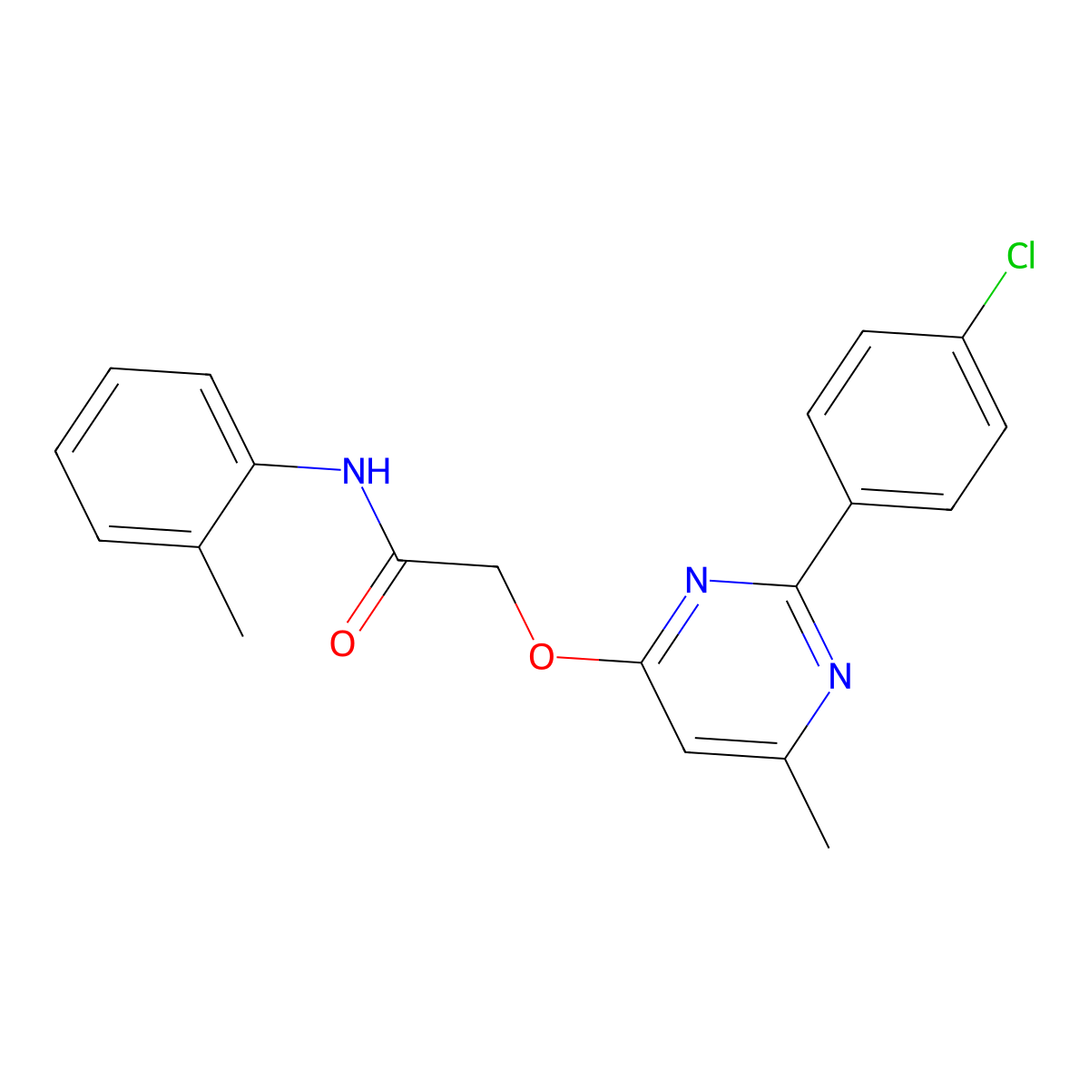 2-{[2-(4-chlorophenyl)-6-methylpyrimidin-4-yl]oxy}-N-(2-methylphenyl)acetamide molecular structure, CAS 1251684-03-3