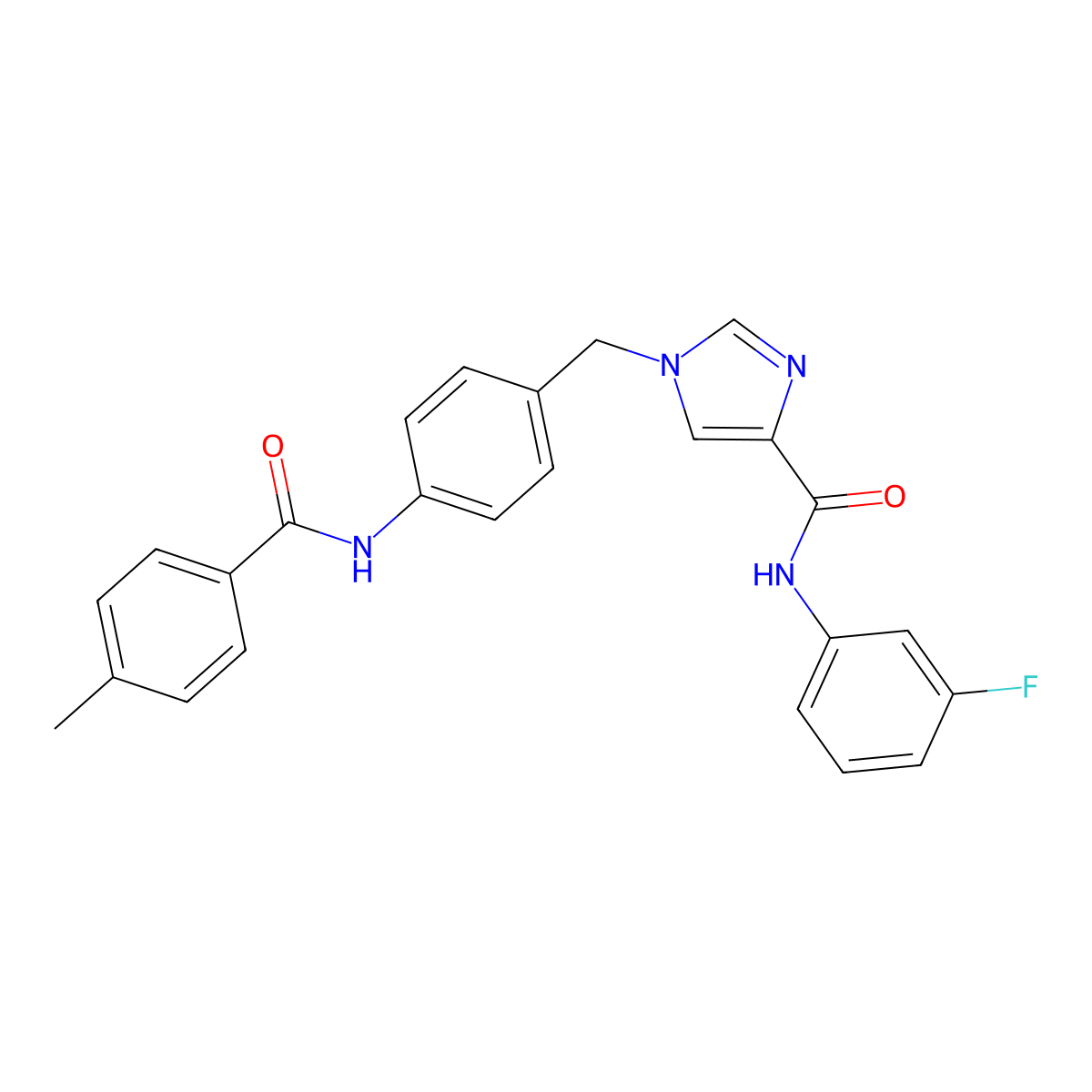 N-(3-fluorophenyl)-1-{[4-(4-methylbenzamido)phenyl]methyl}-1H-imidazole-4-carboxamide molecular structure, CAS 1251684-04-4