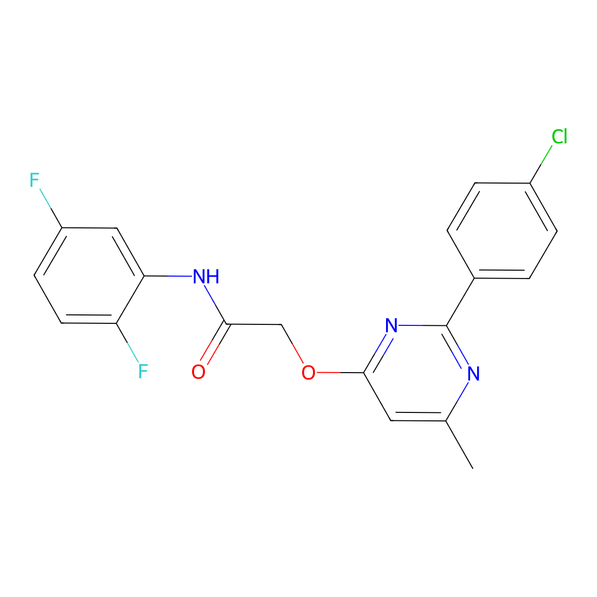 2-{[2-(4-chlorophenyl)-6-methylpyrimidin-4-yl]oxy}-N-(2,5-difluorophenyl)acetamide molecular structure, CAS 1251684-06-6