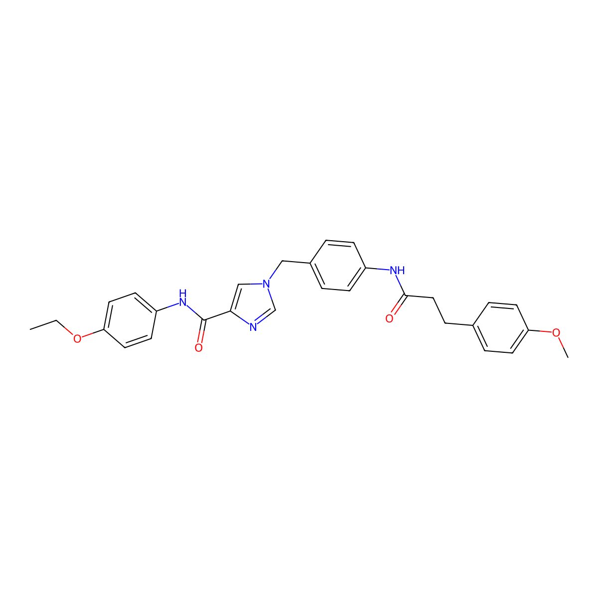 N-(4-ethoxyphenyl)-1-(4-(3-(4-methoxyphenyl)propanamido)benzyl)-1H-imidazole-4-carboxamide molecular structure, CAS 1251684-17-9