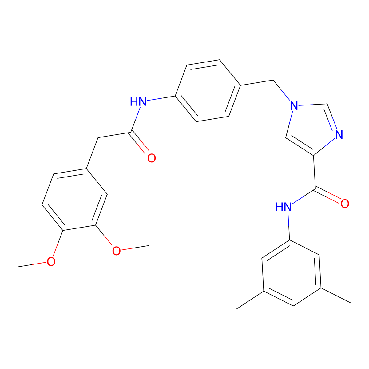 1-({4-[2-(3,4-dimethoxyphenyl)acetamido]phenyl}methyl)-N-(3,5-dimethylphenyl)-1H-imidazole-4-carboxamide molecular structure, CAS 1251684-27-1