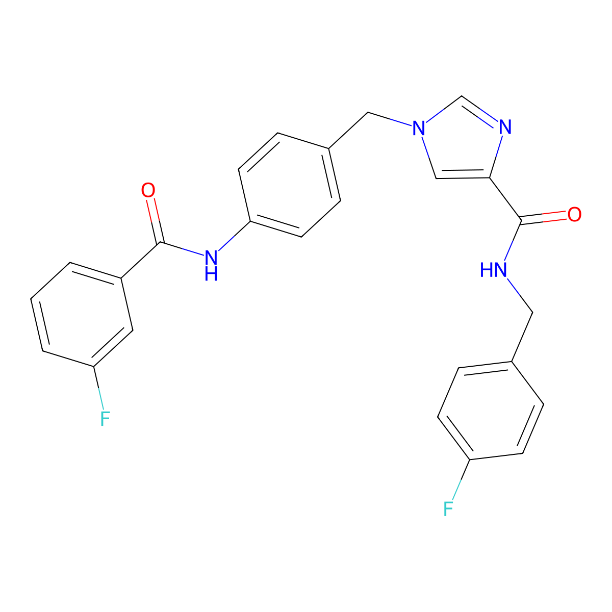 1-(4-(3-fluorobenzamido)benzyl)-N-(4-fluorobenzyl)-1H-imidazole-4-carboxamide molecular structure, CAS 1251684-33-9