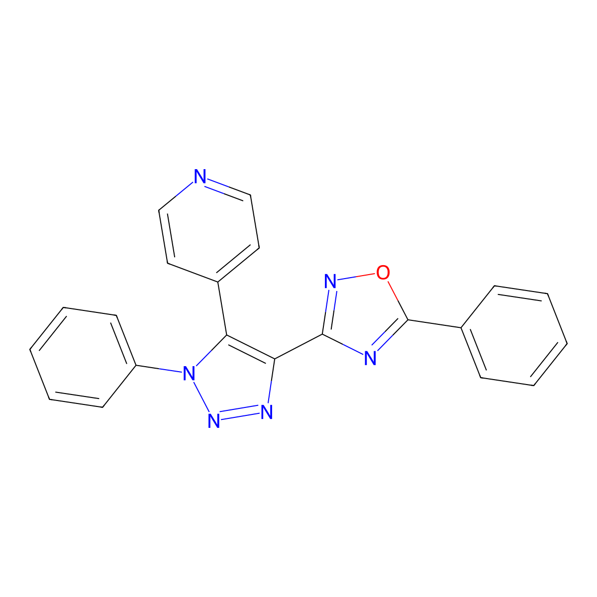 4-[1-phenyl-4-(5-phenyl-1,2,4-oxadiazol-3-yl)-1H-1,2,3-triazol-5-yl]pyridine molecular structure, CAS 1251684-34-0