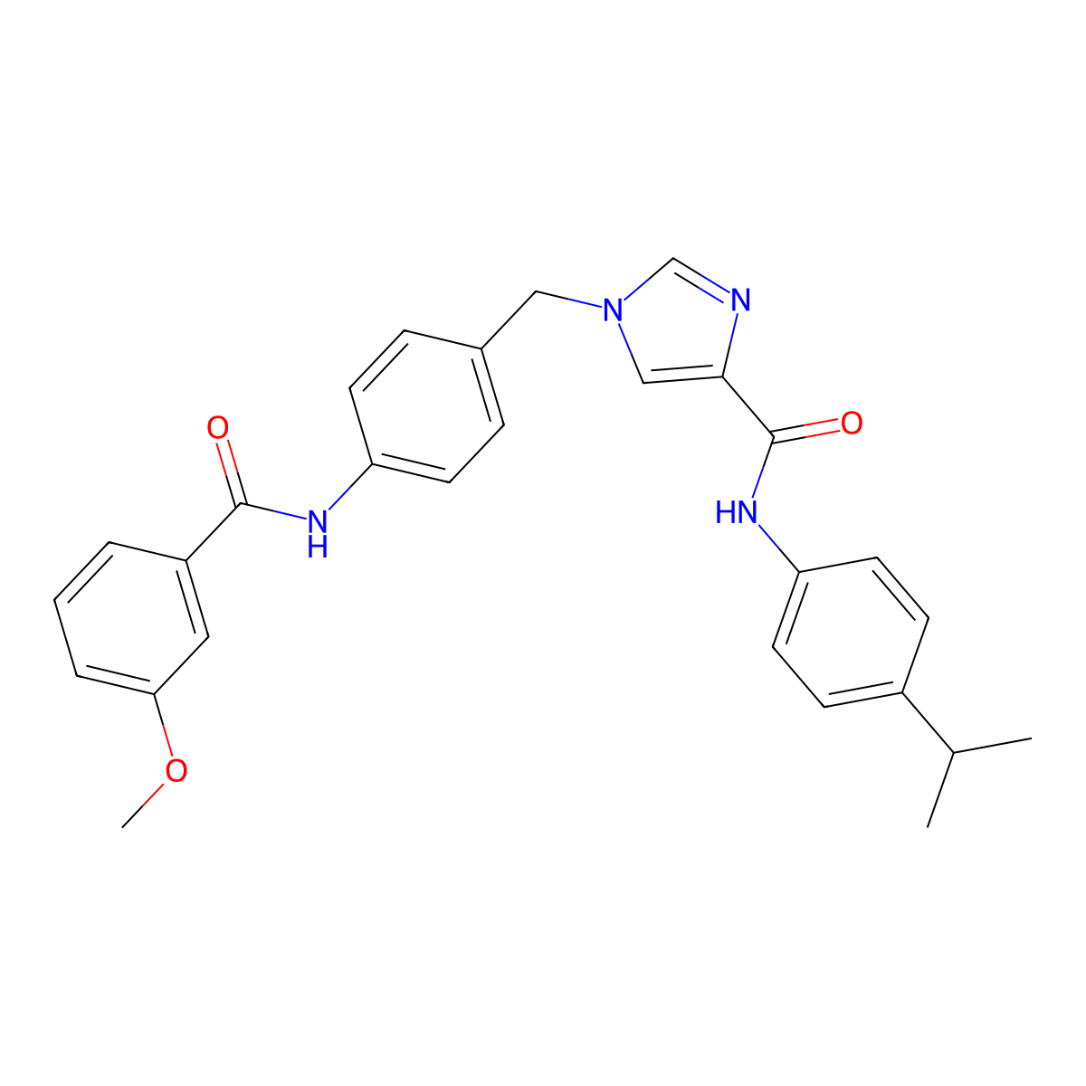 1-{[4-(3-methoxybenzamido)phenyl]methyl}-N-[4-(propan-2-yl)phenyl]-1H-imidazole-4-carboxamide molecular structure, CAS 1251684-38-4