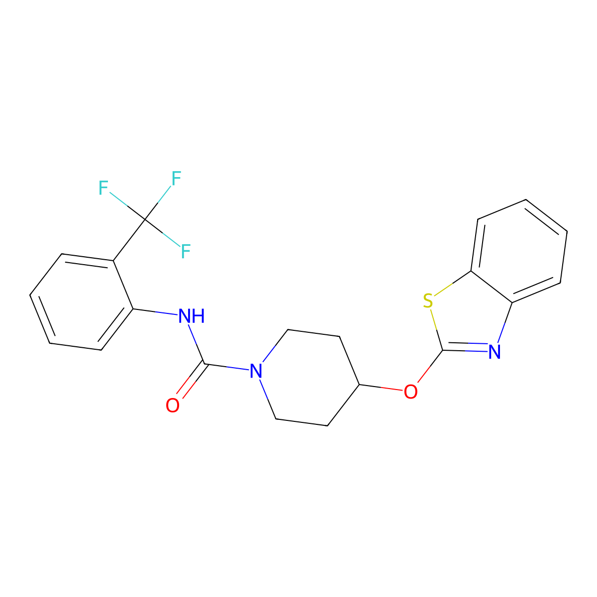 4-(benzo[d]thiazol-2-yloxy)-N-(2-(trifluoromethyl)phenyl)piperidine-1-carboxamide molecular structure, CAS 1251684-39-5