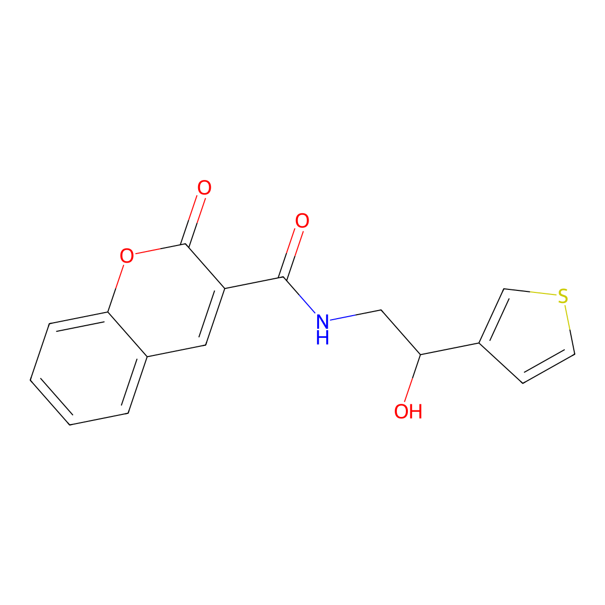 N-(2-hydroxy-2-(thiophen-3-yl)ethyl)-2-oxo-2H-chromene-3-carboxamide molecular structure, CAS 1251684-40-8