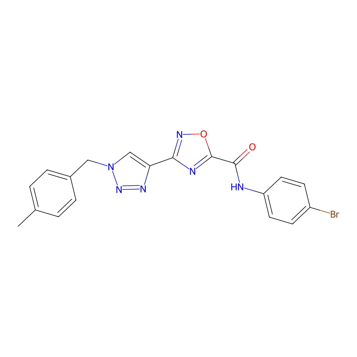 N-(4-bromophenyl)-3-{1-[(4-methylphenyl)methyl]-1H-1,2,3-triazol-4-yl}-1,2,4-oxadiazole-5-carboxamide molecular structure, CAS 1251684-41-9