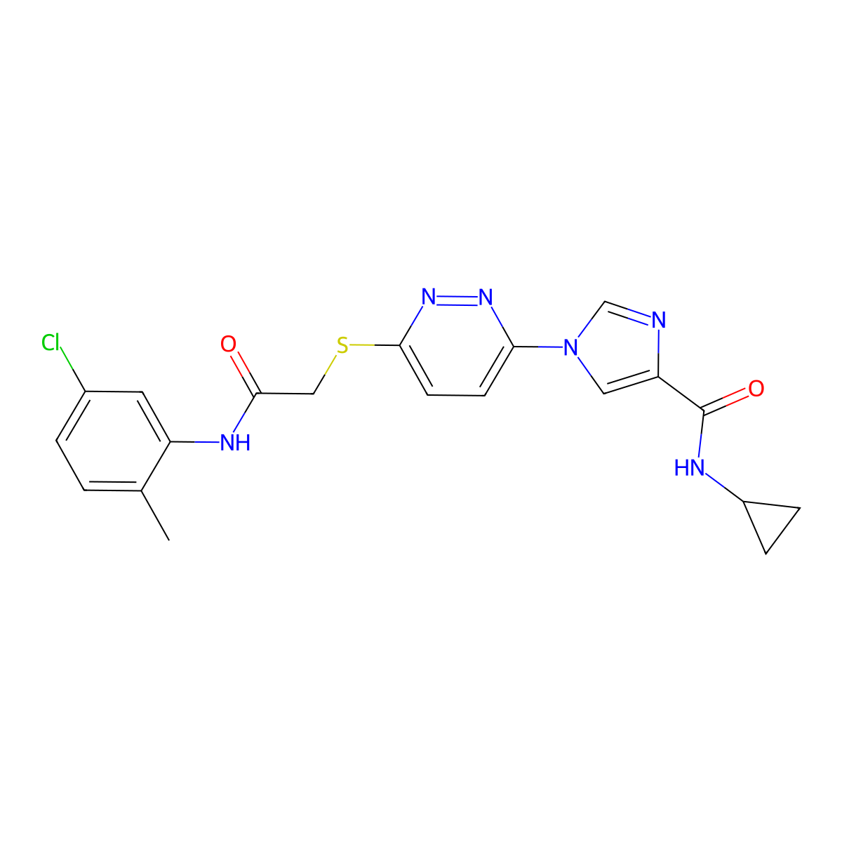 1-(6-((2-((5-chloro-2-methylphenyl)amino)-2-oxoethyl)thio)pyridazin-3-yl)-N-cyclopropyl-1H-imidazole-4-carboxamide molecular structure, CAS 1251684-47-5