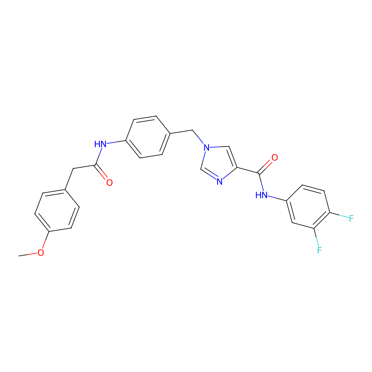 N-(3,4-difluorophenyl)-1-(4-(2-(4-methoxyphenyl)acetamido)benzyl)-1H-imidazole-4-carboxamide molecular structure, CAS 1251684-52-2