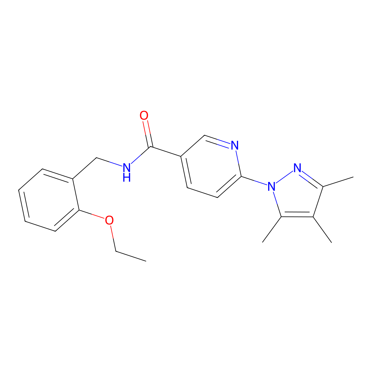 N-(2-ethoxybenzyl)-6-(3,4,5-trimethyl-1H-pyrazol-1-yl)nicotinamide molecular structure, CAS 1251684-60-2