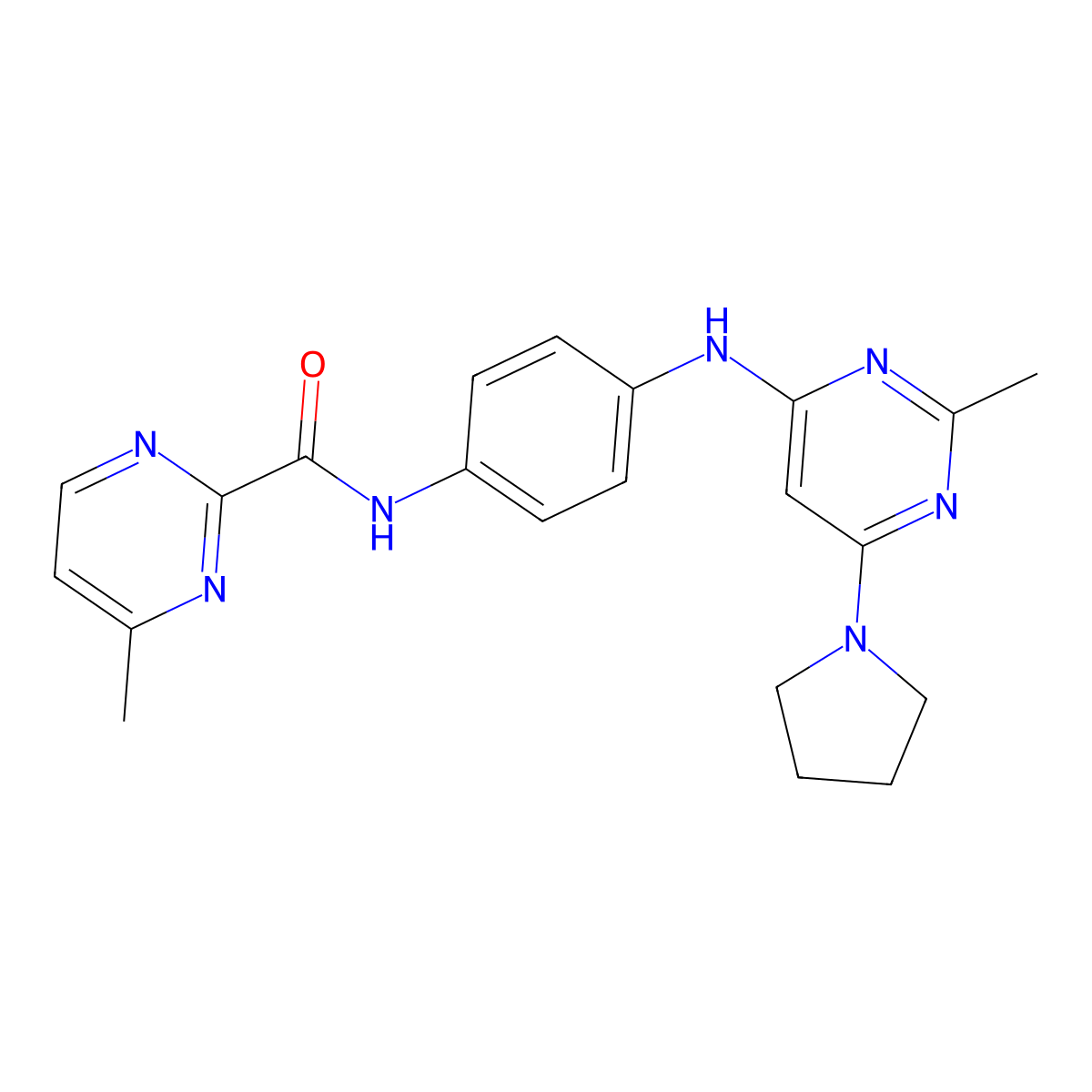 4-methyl-N-(4-{[2-methyl-6-(pyrrolidin-1-yl)pyrimidin-4-yl]amino}phenyl)pyrimidine-2-carboxamide molecular structure, CAS 1251684-63-5
