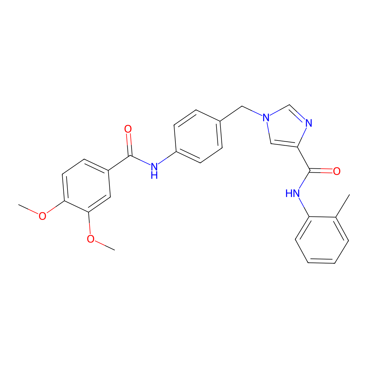 1-{[4-(3,4-dimethoxybenzamido)phenyl]methyl}-N-(2-methylphenyl)-1H-imidazole-4-carboxamide molecular structure, CAS 1251684-69-1