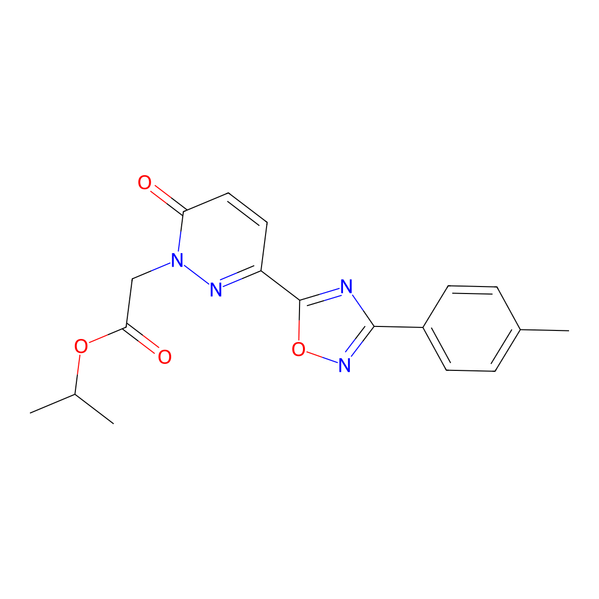 isopropyl 2-(6-oxo-3-(3-(p-tolyl)-1,2,4-oxadiazol-5-yl)pyridazin-1(6H)-yl)acetate molecular structure, CAS 1251684-71-5