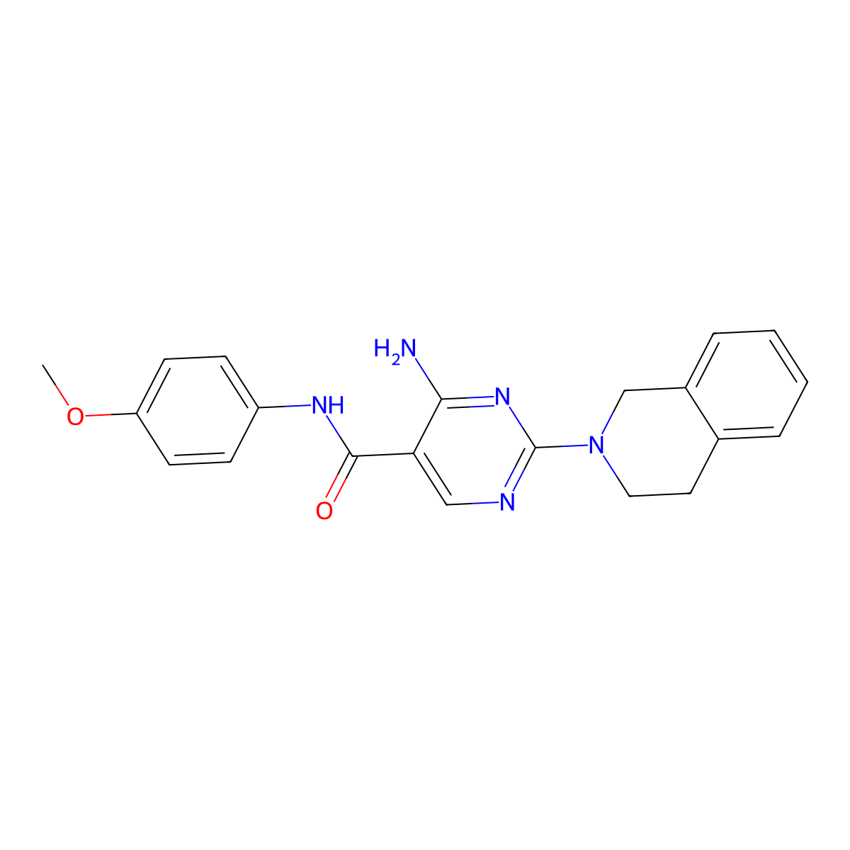 4-amino-2-(3,4-dihydroisoquinolin-2(1H)-yl)-N-(4-methoxyphenyl)pyrimidine-5-carboxamide molecular structure, CAS 1251684-72-6