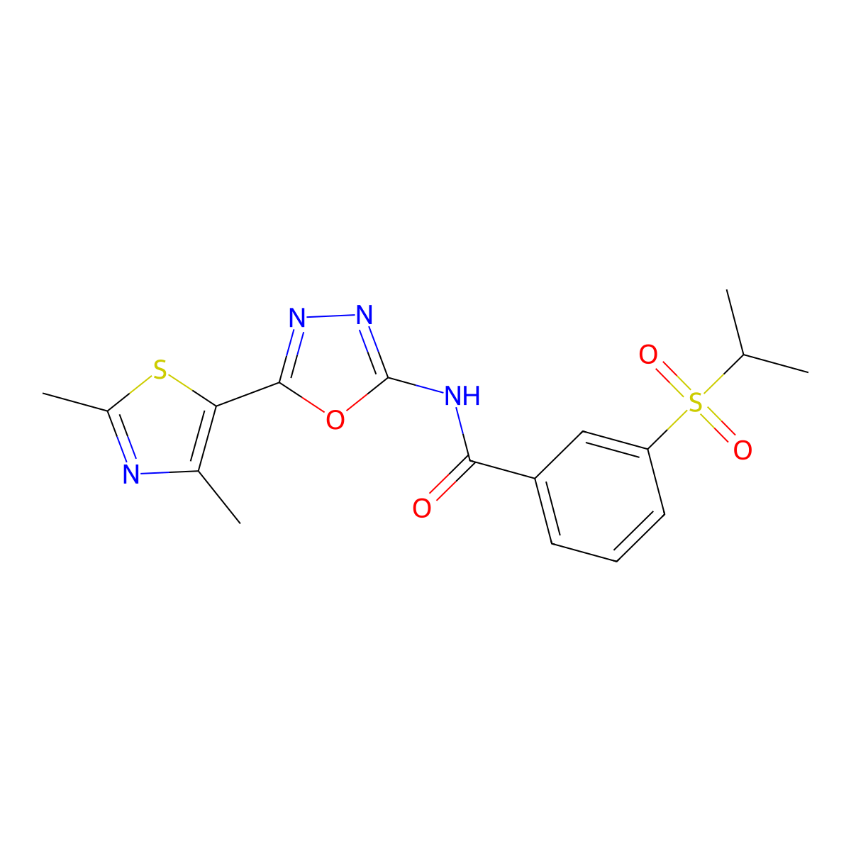 N-(5-(2,4-dimethylthiazol-5-yl)-1,3,4-oxadiazol-2-yl)-3-(isopropylsulfonyl)benzamide molecular structure, CAS 1251684-78-2