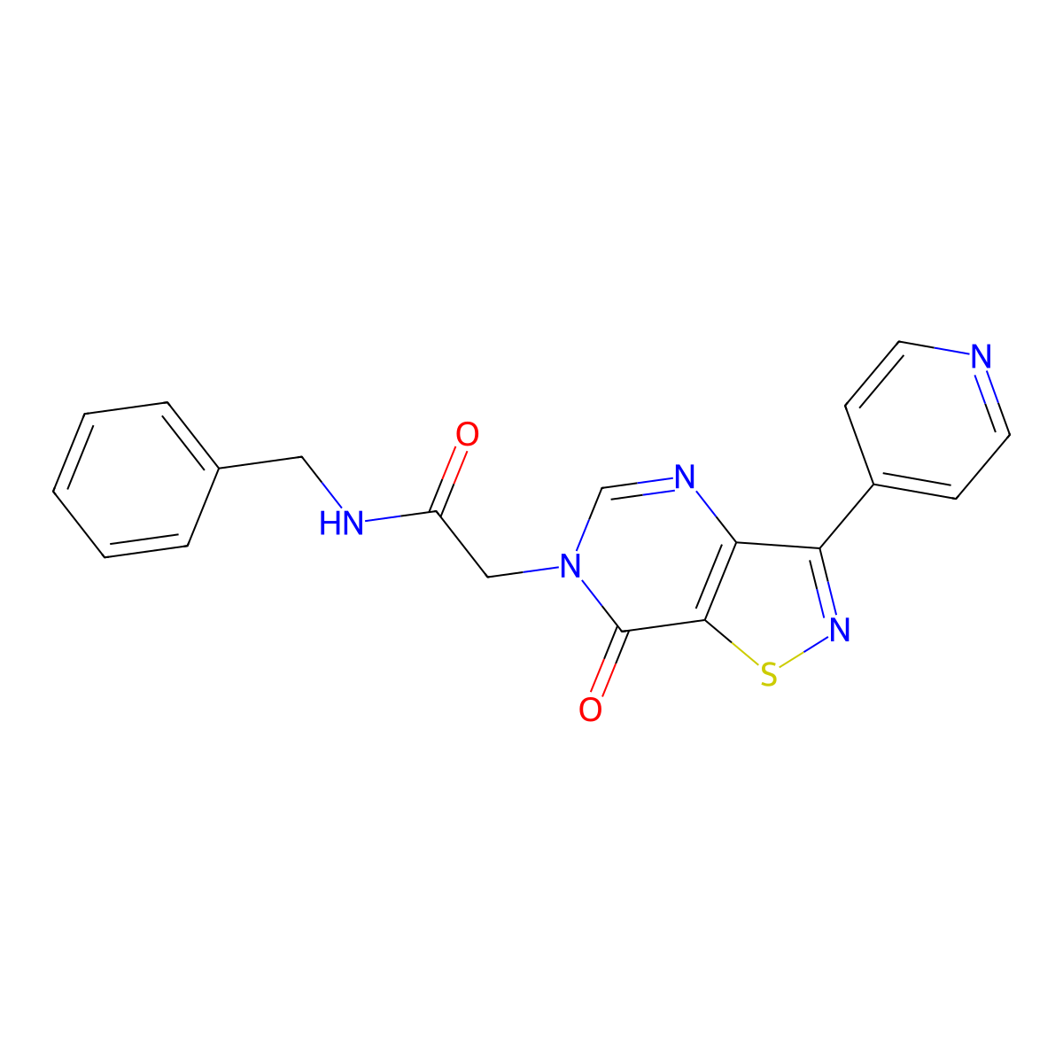 N-benzyl-2-(7-oxo-3-(pyridin-4-yl)isothiazolo[4,5-d]pyrimidin-6(7H)-yl)acetamide molecular structure, CAS 1251684-81-7
