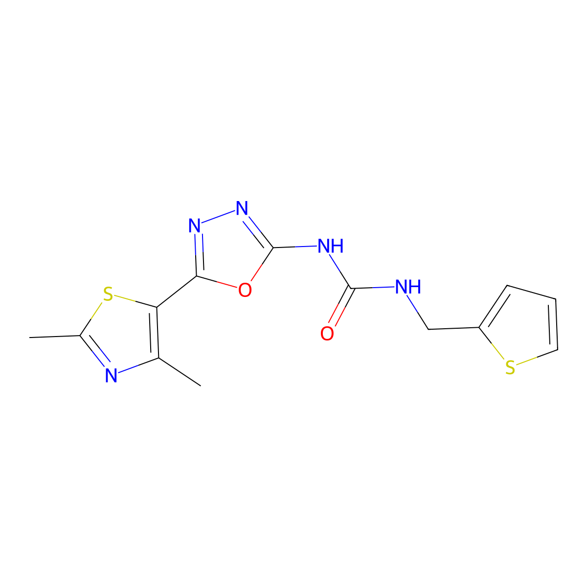 1-(5-(2,4-Dimethylthiazol-5-yl)-1,3,4-oxadiazol-2-yl)-3-(thiophen-2-ylmethyl)urea molecular structure, CAS 1251684-82-8