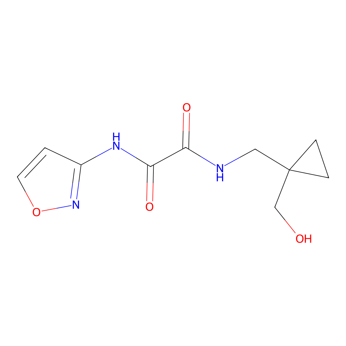 N1-((1-(hydroxymethyl)cyclopropyl)methyl)-N2-(isoxazol-3-yl)oxalamide molecular structure, CAS 1251684-90-8