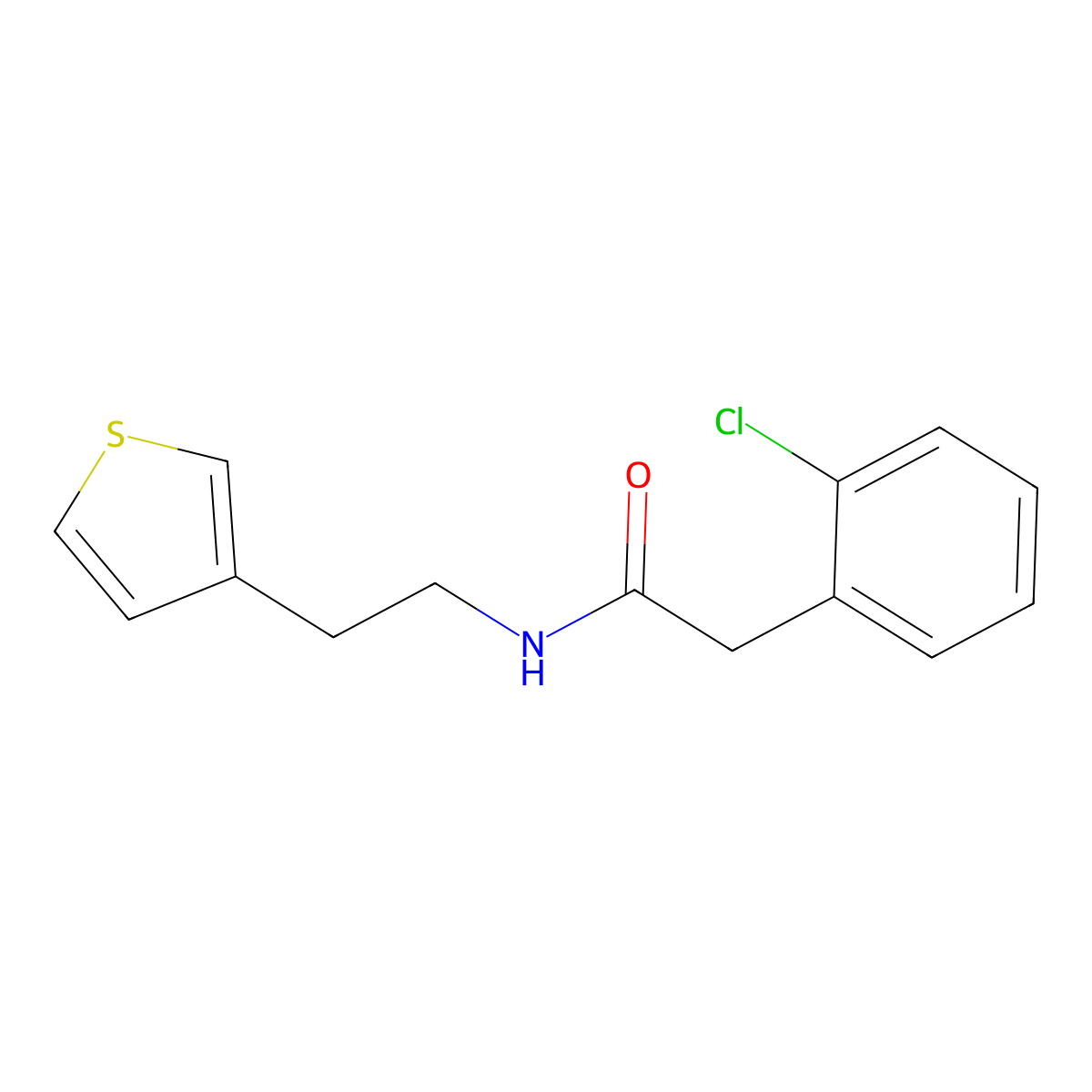 2-(2-chlorophenyl)-N-(2-(thiophen-3-yl)ethyl)acetamide molecular structure, CAS 1251684-91-9